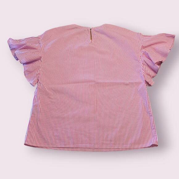 J.McLaughlin Red White Striped Flutter Sleeve Top Size S – EUC - Picture 2 of 5
